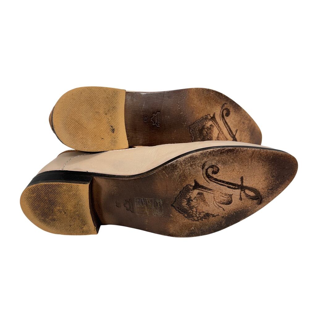 Free People Brady Loafers Beige Leather Suede Shield Slip On Flats Size 39 - Picture 7 of 11